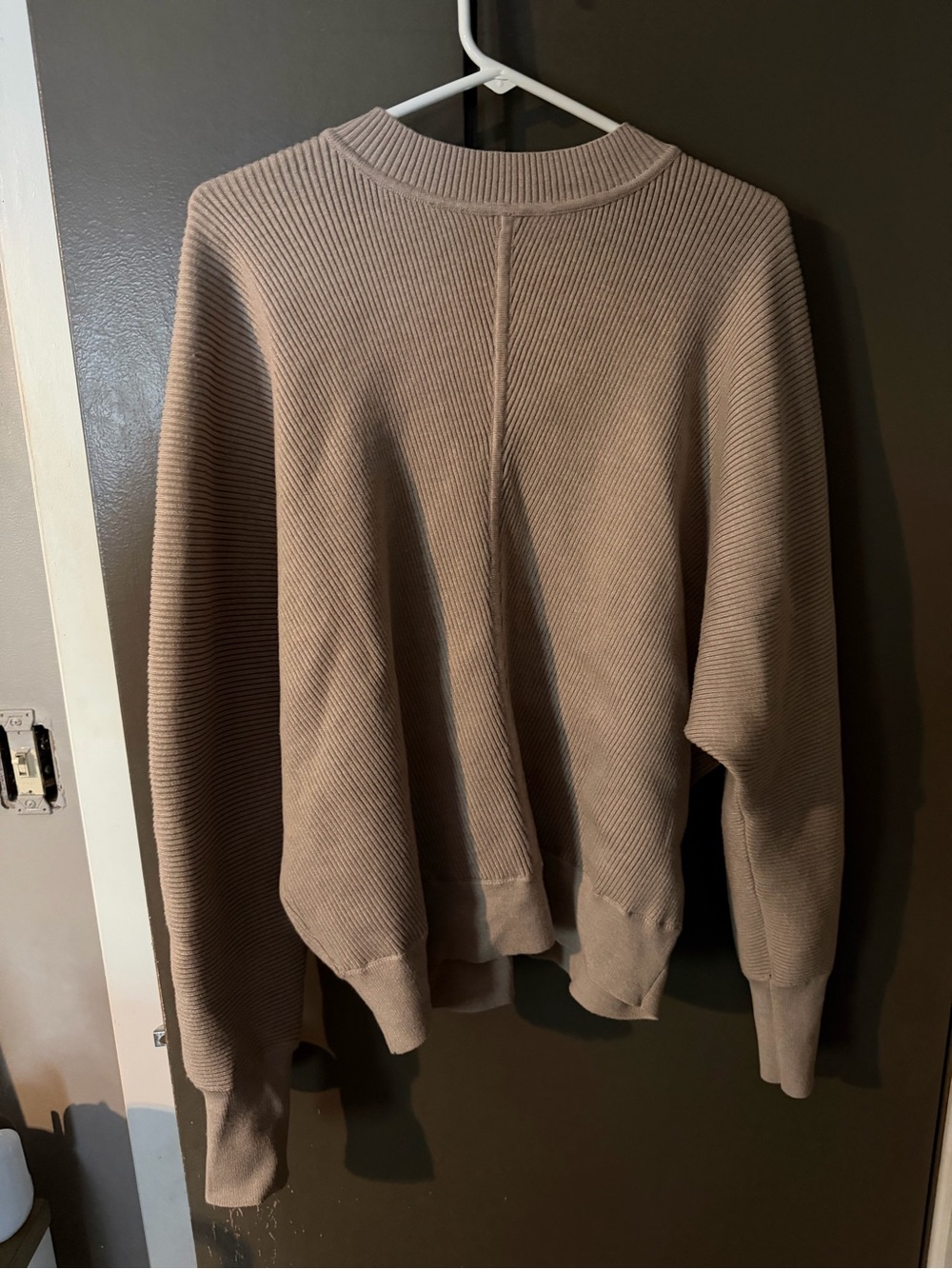 Women's Crewneck Sweater in Taupe - Classic Ribbed Knit - Picture 1 of 3